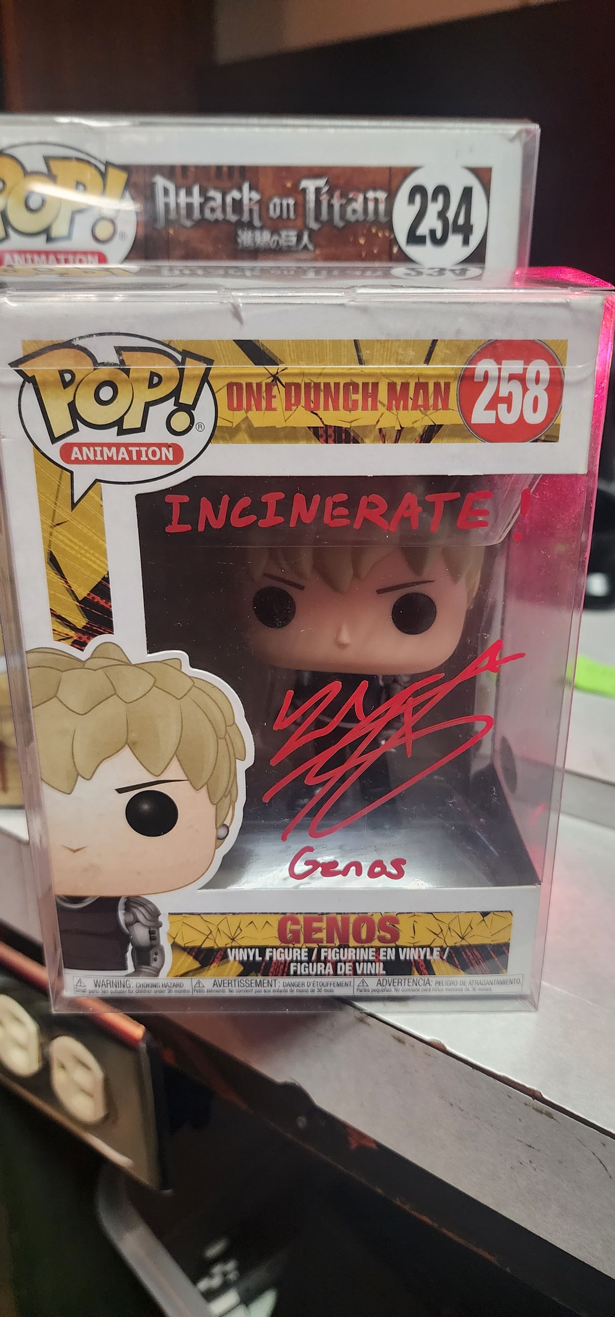 POP Animation Genos One Punch Man (Signed by Zach Aguilar) (JSA Certified) 258