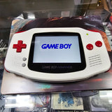 White/Red Gameboy Advance System - Modded with Backlit Screen - (LS) (GameBoy Advance)