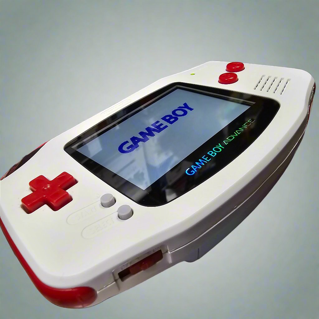 White/Red Gameboy Advance System - Modded with Backlit Screen - (LS) (GameBoy Advance)