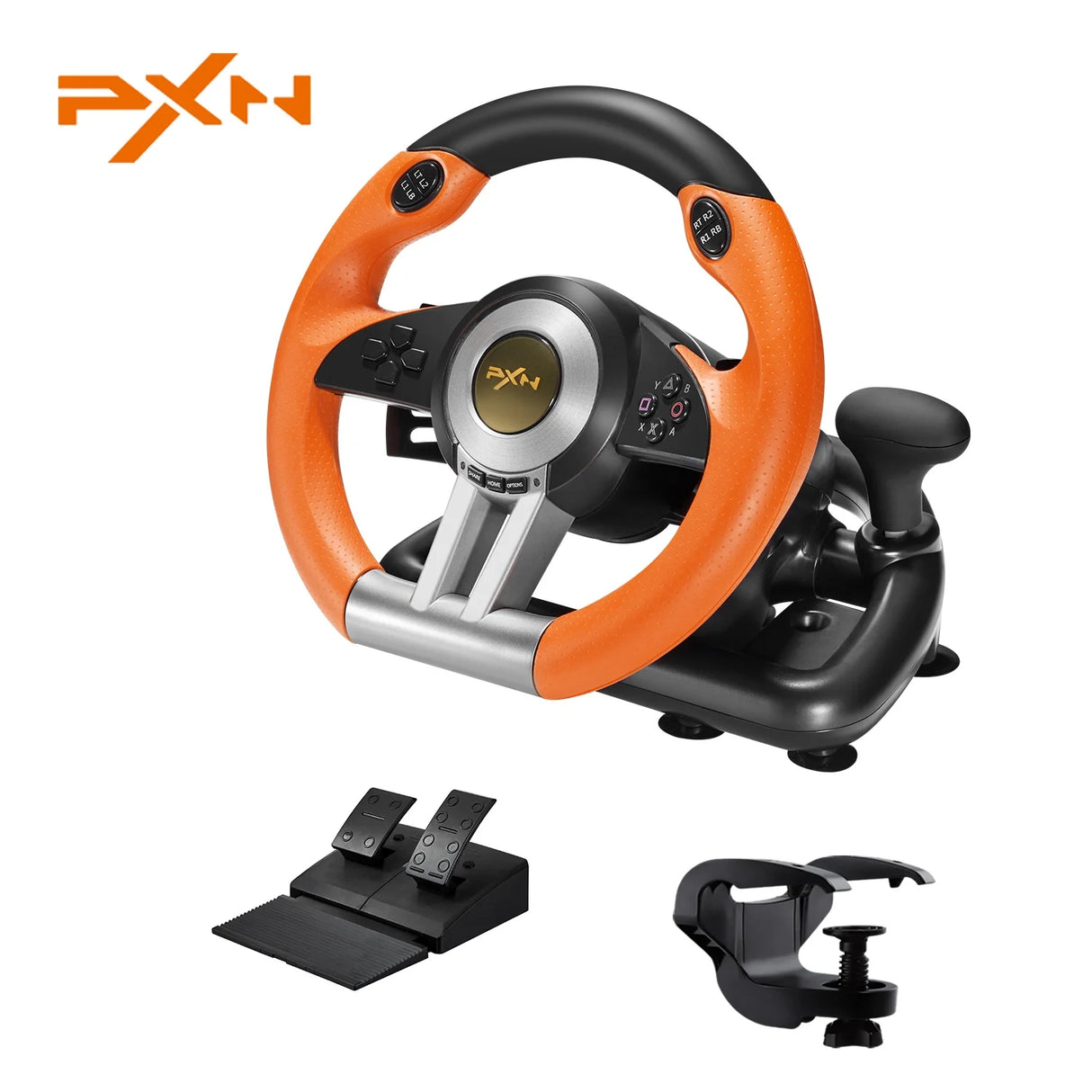 PXN Racing Wheel, Mount, and Pedal Combo for Use with PS4, Xbox One, and PC - (LS)(Playstation 4)