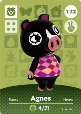 Agnes Animal Crossing Amiibo Card - Animal Crossing Cards - Series 2