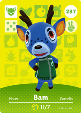 Bam Animal Crossing Amiibo Card - Animal Crossing Cards - Series 3