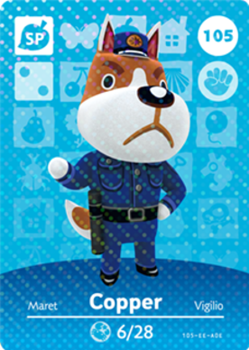 Copper Animal Crossing Amiibo Card - Animal Crossing Cards - Series 2