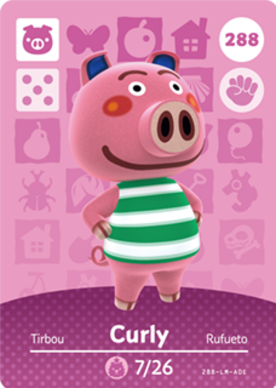 Curly Animal Crossing Amiibo Card - Animal Crossing Cards - Series 3