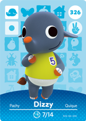 Dizzy Animal Crossing Amiibo Card - Animal Crossing Cards - Series 4