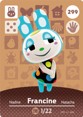 Francine Animal Crossing Amiibo Card - Animal Crossing Cards - Series 3