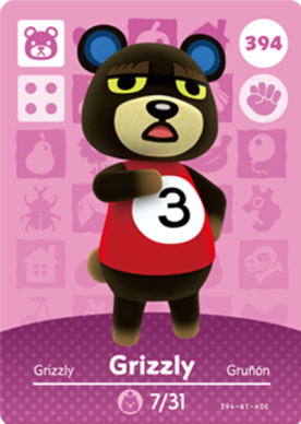 Grizzly Animal Crossing Amiibo Card - Animal Crossing Cards - Series 4