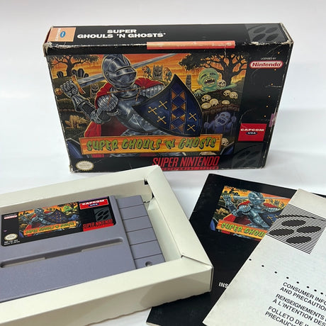 An image of the game, console, or accessory Super Ghouls 'n Ghosts (worn box) - (CIB) (Super Nintendo)