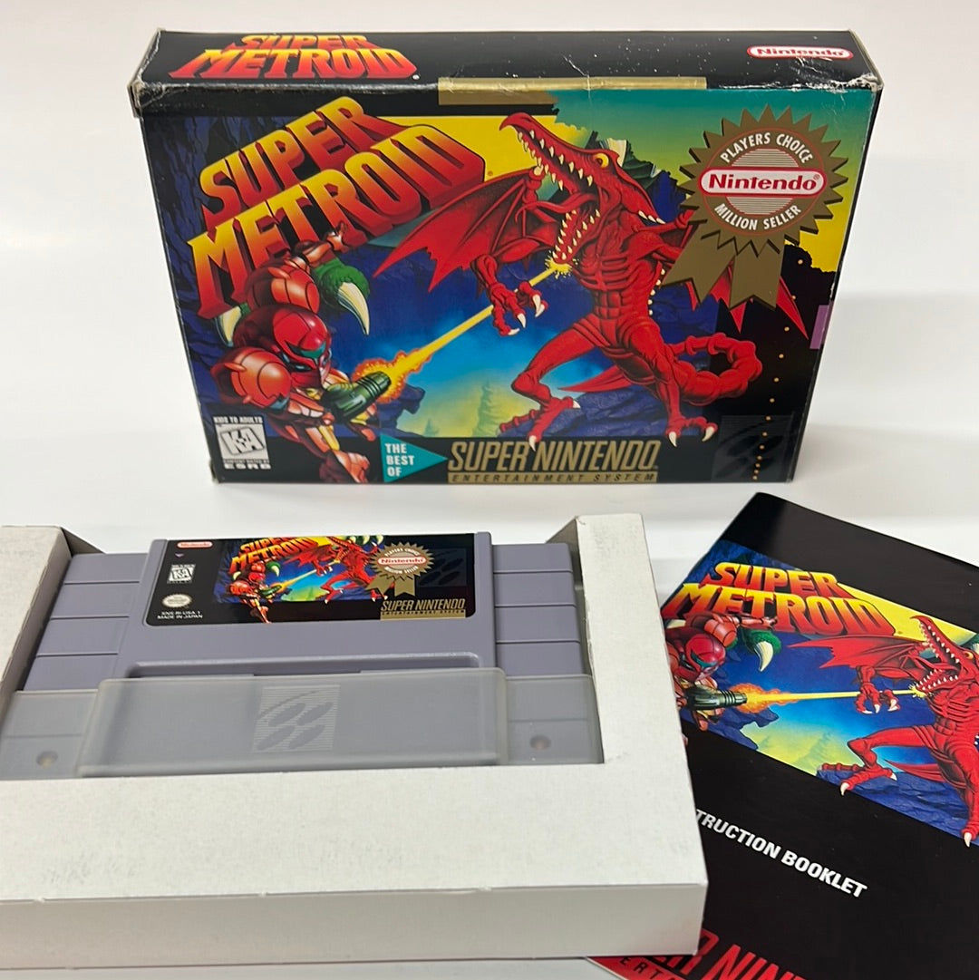 An image of the game, console, or accessory Super Metroid (Player's Choice) - (CIB) (Super Nintendo)