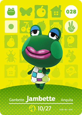 Jambette Animal Crossing Amiibo Card - Animal Crossing Cards - Series 1