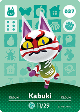 Kabuki Animal Crossing Amiibo Card - Animal Crossing Cards - Series 1