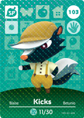 Kicks Animal Crossing Amiibo Card - Animal Crossing Cards - Series 2