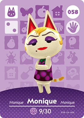 Monique Animal Crossing Amiibo Card - Animal Crossing Cards - Series 1