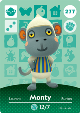 Monty Animal Crossing Amiibo Card - Animal Crossing Cards - Series 3