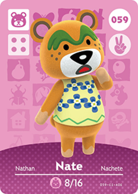 Nate Animal Crossing Amiibo Card - Animal Crossing Cards - Series 1