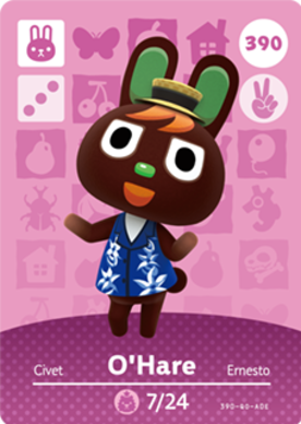 O'Hare Animal Crossing Amiibo Card - Animal Crossing Cards - Series 4