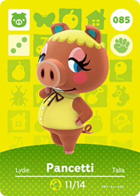 Pancetti Animal Crossing Amiibo Card - Animal Crossing Cards - Series 1