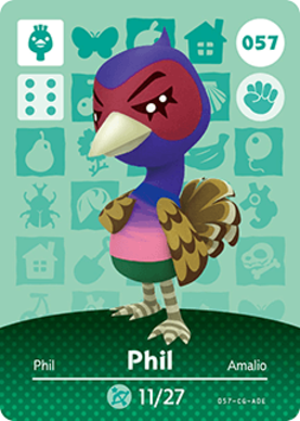 Phil Animal Crossing Amiibo Card - Animal Crossing Cards - Series 1