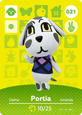 Portia Animal Crossing Amiibo Card - Animal Crossing Cards - Series 1