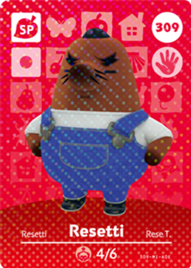 Resetti Animal Crossing Amiibo Card - Animal Crossing Cards - Series 4