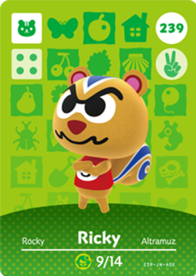 Ricky Animal Crossing Amiibo Card - Animal Crossing Cards - Series 3