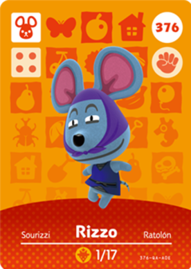 Rizzo Animal Crossing Amiibo Card - Animal Crossing Cards - Series 4