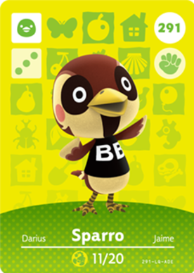 Sparro Animal Crossing Amiibo Card - Animal Crossing Cards - Series 3