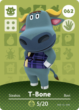 T-Bone Animal Crossing Amiibo Card - Animal Crossing Cards - Series 1