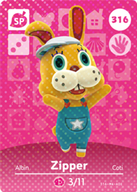 Zipper Animal Crossing Amiibo Card - Animal Crossing Cards - Series 4