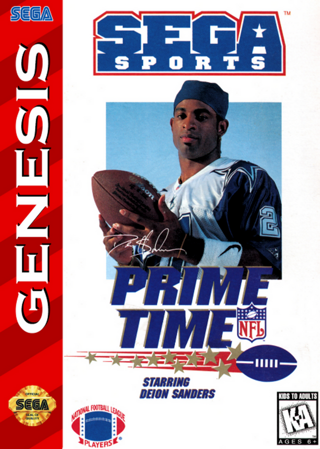 An image of the game, console, or accessory Prime Time NFL Football starring Deion Sanders [Cardboard Box] - (CIB) (Sega Genesis)