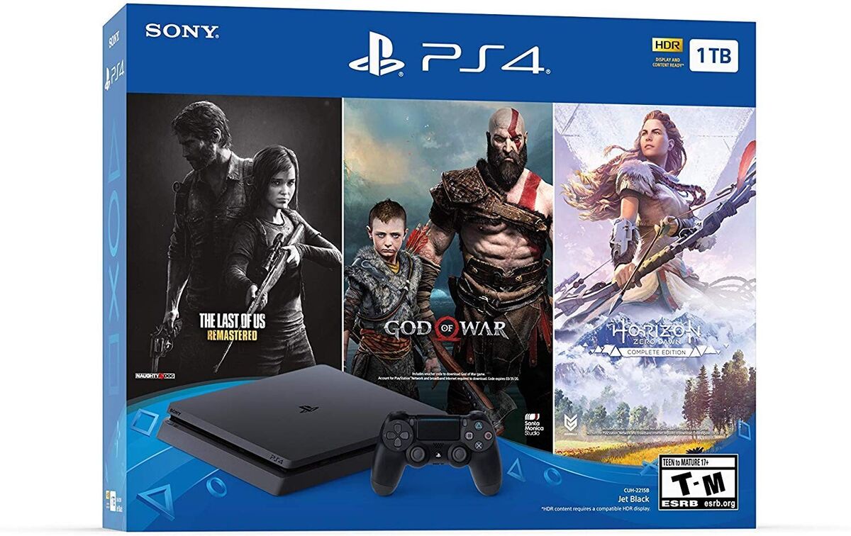 PS4 1TB The Last of Us Remastered, God of War, Horizon Zero Dawn: Complete Edition Console Bundle - (CIB) (Playstation 4)